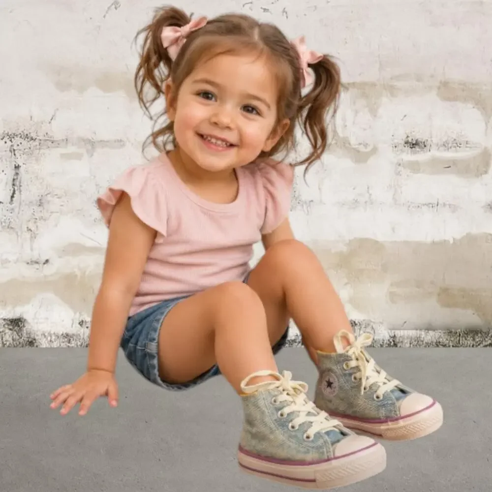 Converse Party Hi Moody Purple/Denim HiTop Sneakers Paint Splatter Tulle SZ 5